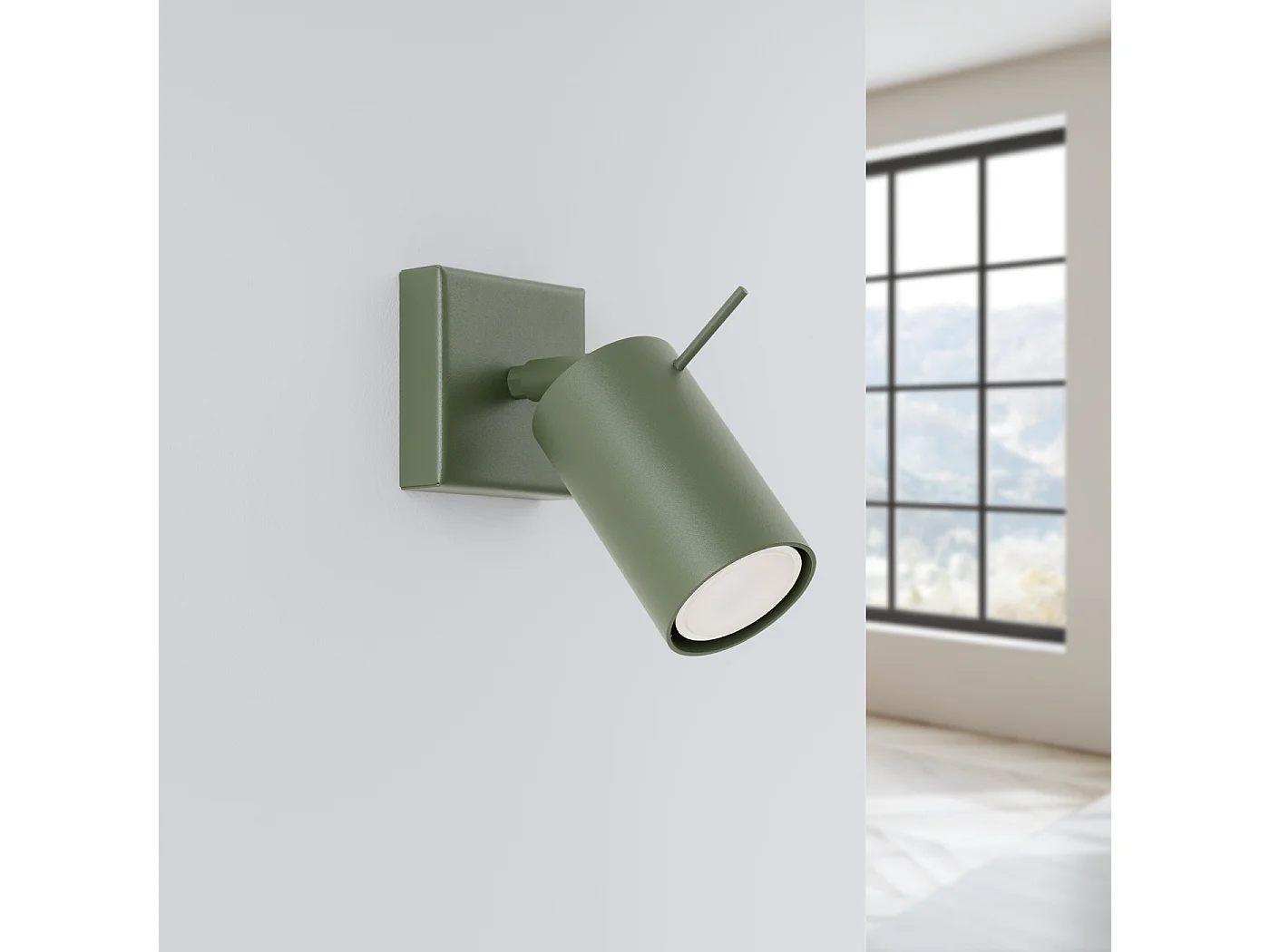 Lampa ścienna nowoczesny Briix, stal - 1 źródło światła 4000K - L.8 x H.8 cm - zielony oliwkowy 4752234 - obrazek 1