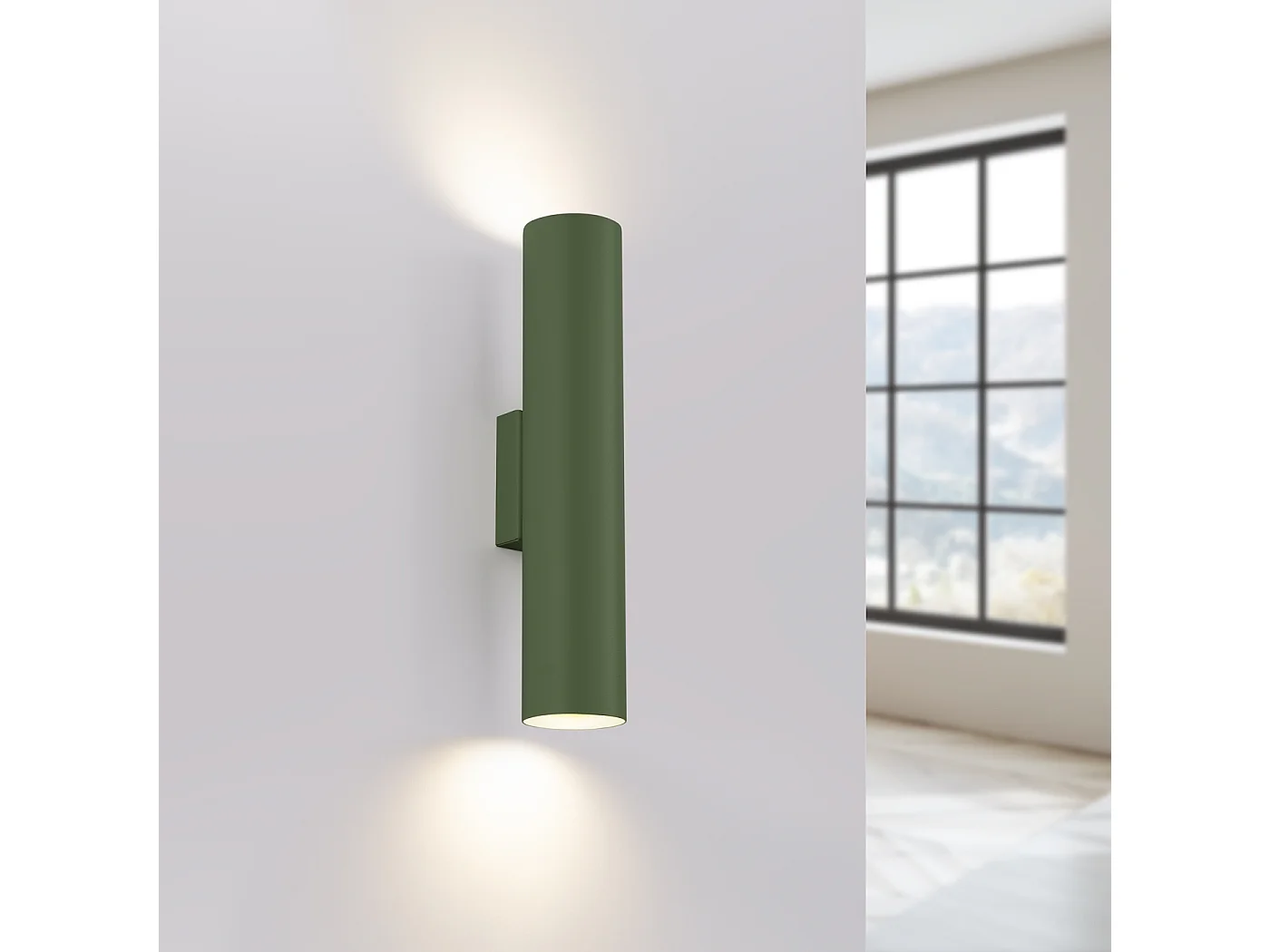 Lampa ścienna loft Toris, stal - 2 źródło światła 3000K - L.6 x H.30 cm - zielony oliwkowy 4752251 - obrazek 1