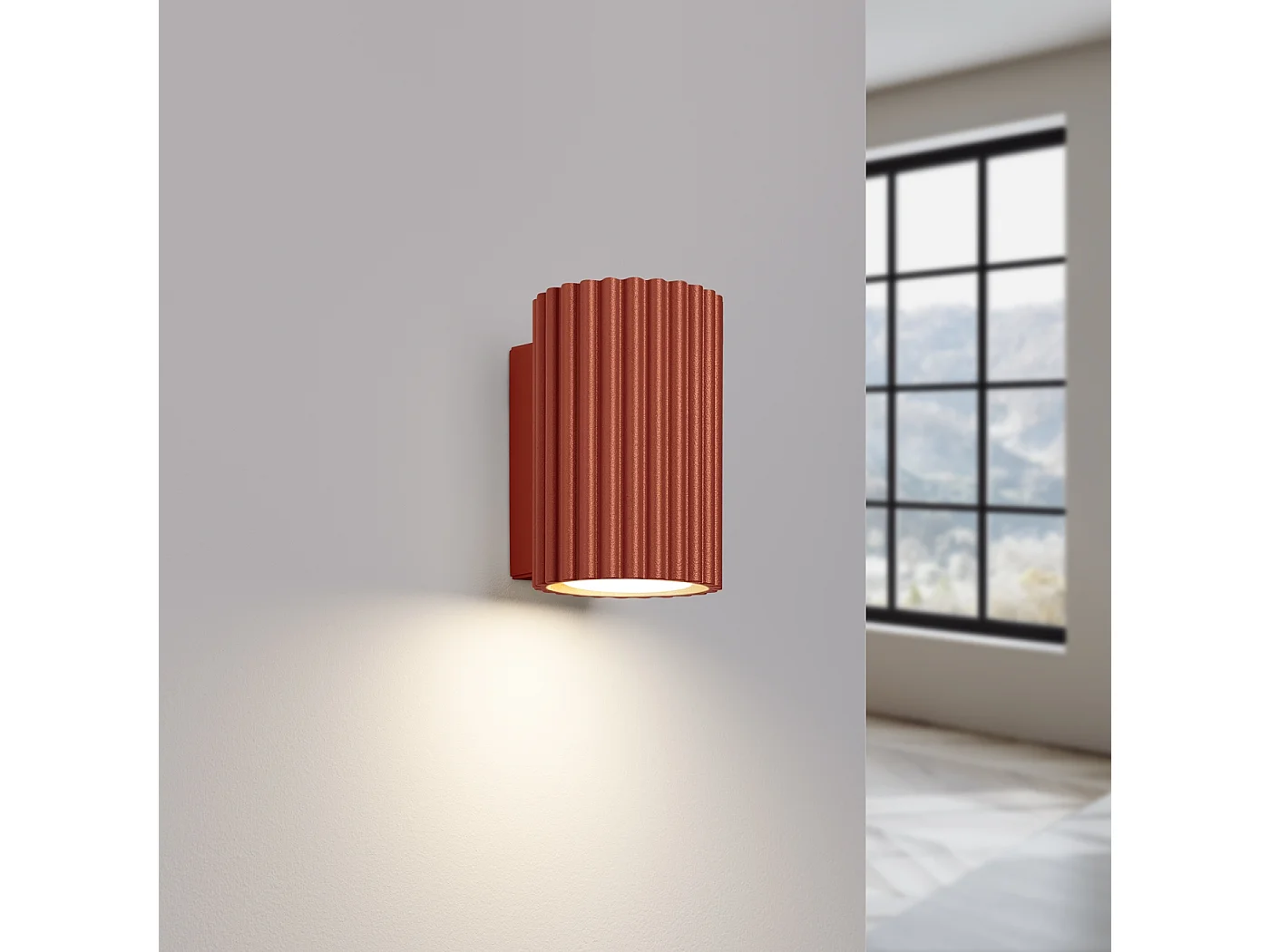 Lampa ścienna minimalistyczny Gloow, aluminium - 1 źródło światła 3000K - L.6.5 x H.10 cm - ochra czerwona 4752253 - obrazek 1