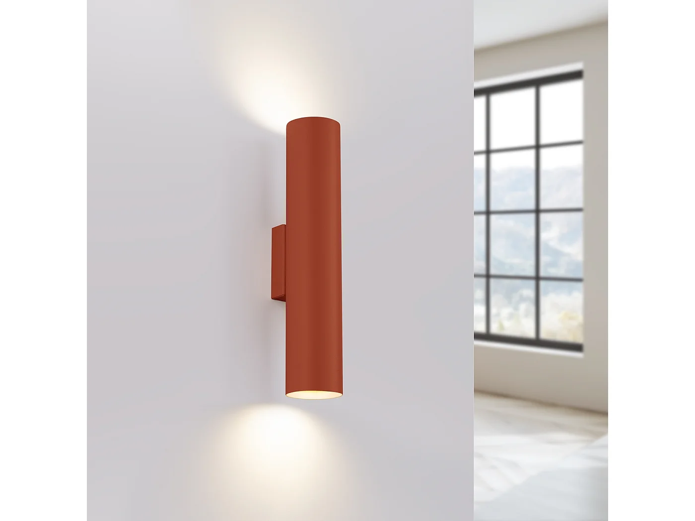 Lampa ścienna loft Toris, stal – 2 źródło światła 3000K – L.6 x H.30 cm – ochra czerwona 4752267