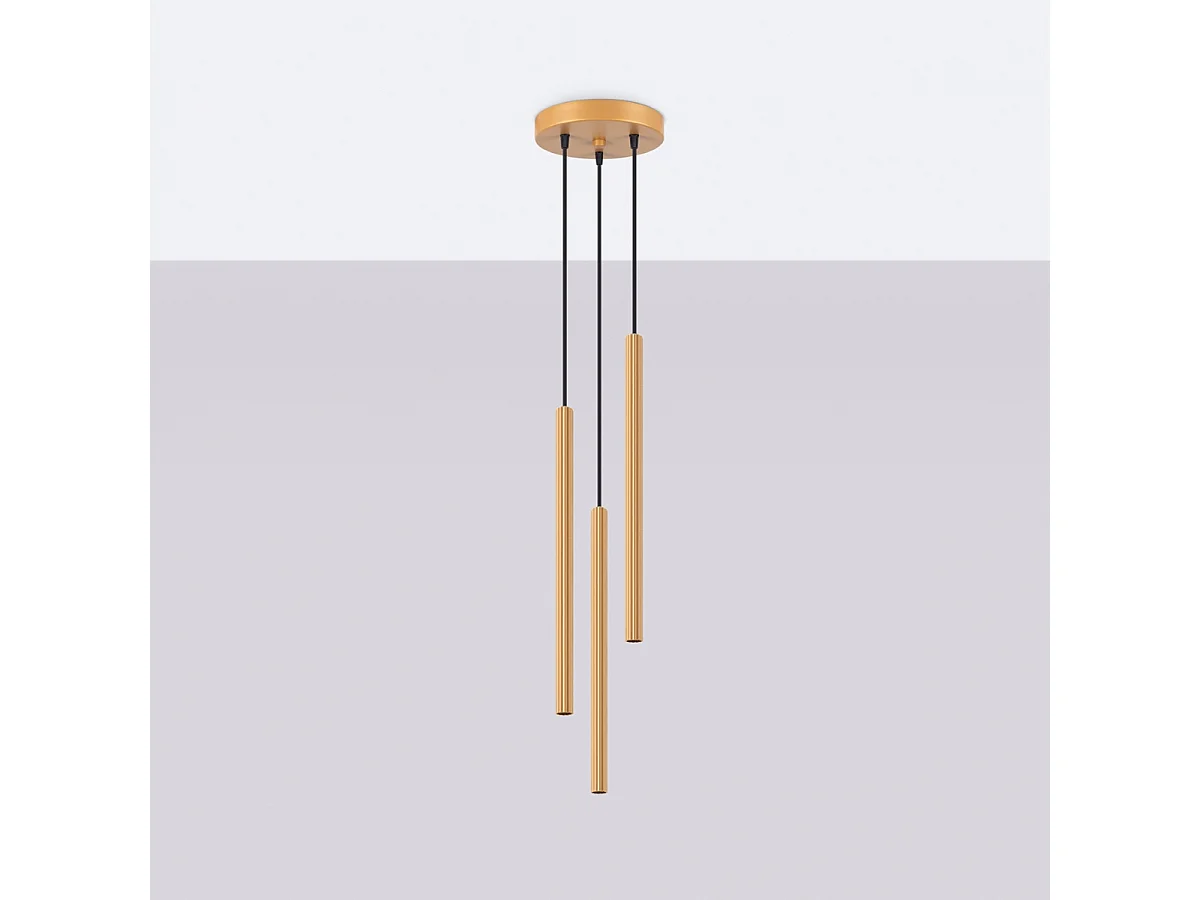 Lampy wiszące nowoczesny Elara, stal - 3 źródło światła 4000K - L.20 x H.120 cm - złoty 4752275 - obrazek 1