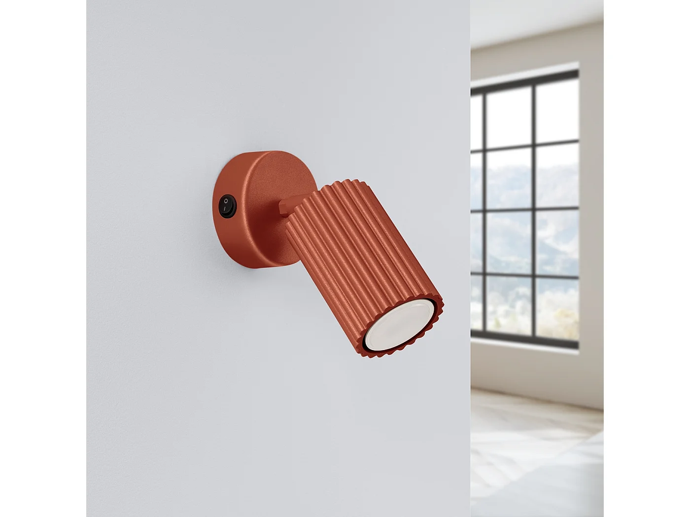 Lampa ścienna minimalistyczny Gloow, aluminium - 1 źródło światła 4000K - L.8 x H.16 cm - ochra czerwona 4752284 - obrazek 1