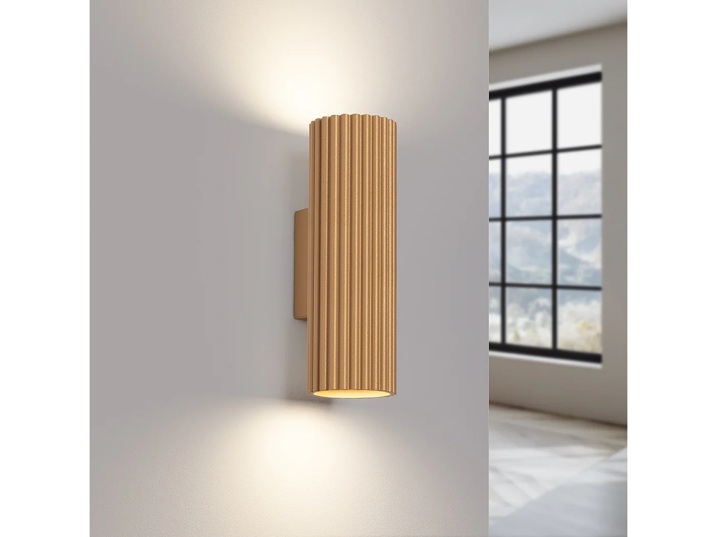 Lampa ścienna minimalistyczny Gloow, aluminium - 2 źródło światła 3000K - L.6.5 x H.20 cm - złoty 4752291 - obrazek 1