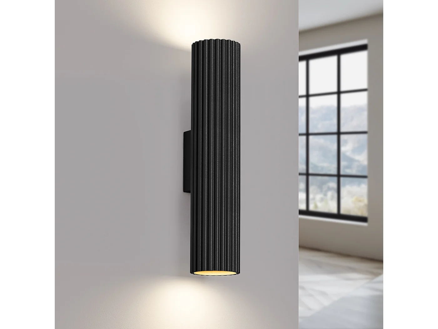 Lampa ścienna minimalistyczny Gloow, aluminium - 2 źródło światła 3000K - L.6.5 x H.30 cm - czarny 4752305 - obrazek 1