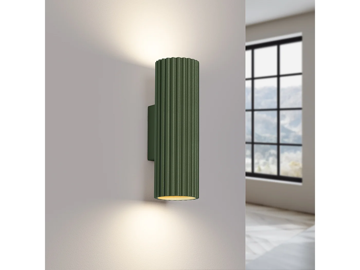 Lampa ścienna minimalistyczny Gloow, aluminium - 2 źródło światła 3000K - L.6.5 x H.20 cm - zielony oliwkowy 4752313 - obrazek 1