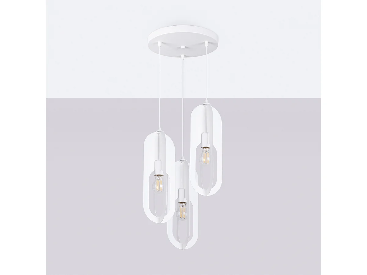 Lampy wiszące nowoczesny Synexus, stal - 3 źródło światła 4000K - L.43 x H.130 cm - biały 4752314 - obrazek 1