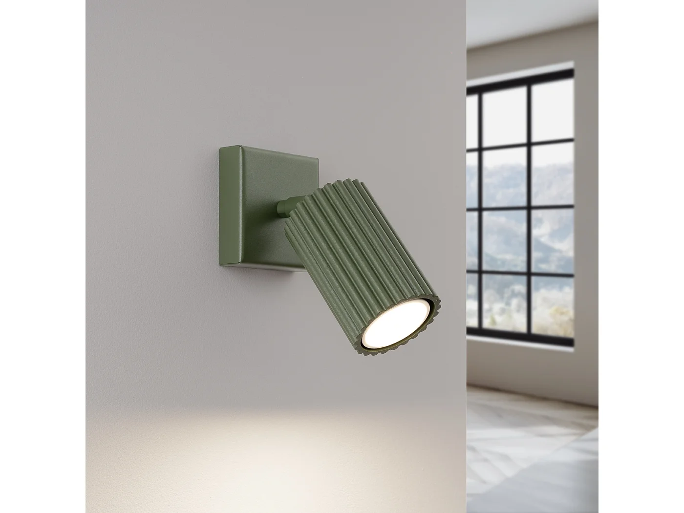 Lampa ścienna minimalistyczny Gloow, aluminium - 1 źródło światła 3000K - L.8 x H.8 cm - zielony oliwkowy 4752395 - obrazek 1