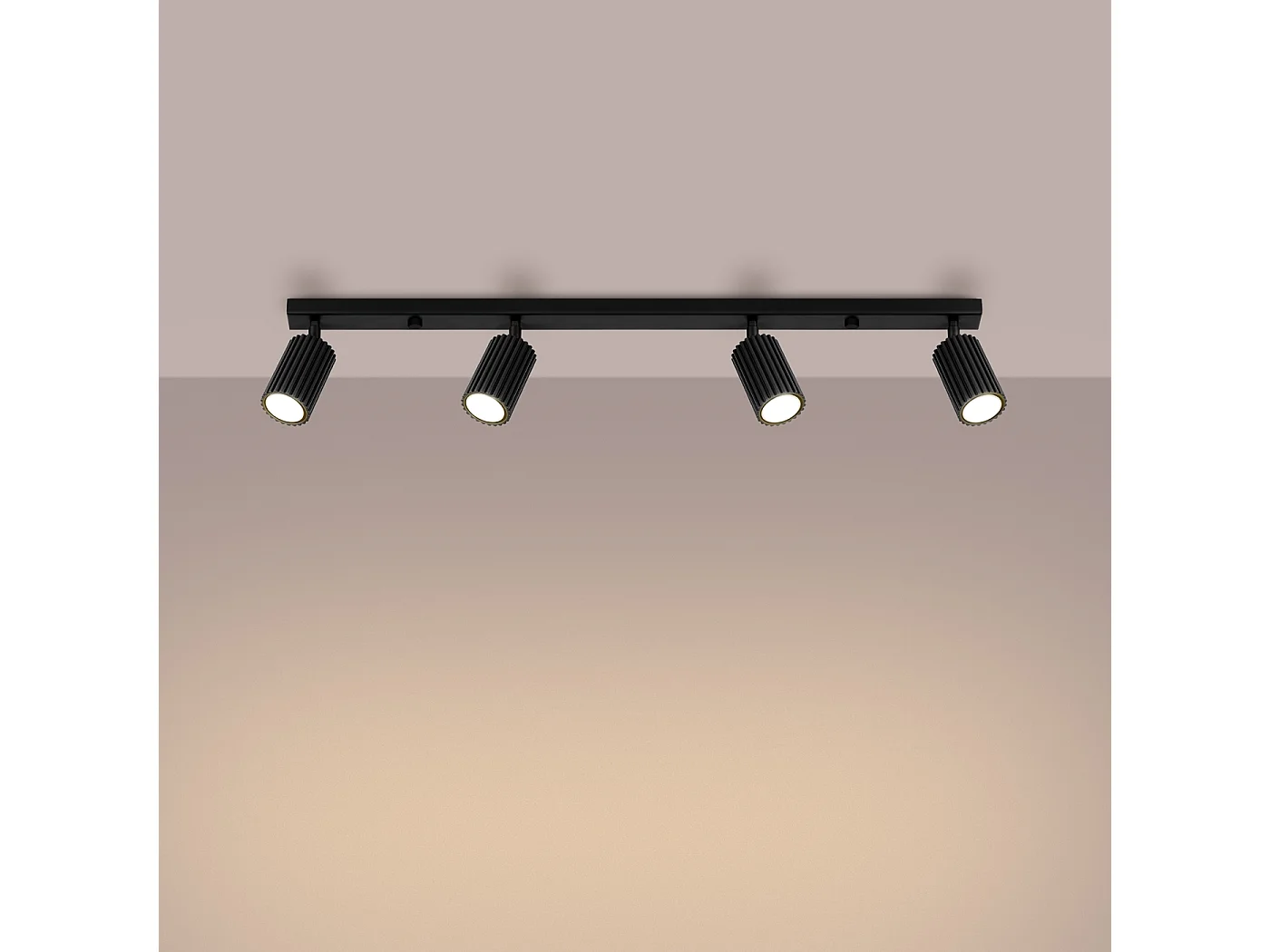 Lampa sufitowa minimalistyczny Gloow, aluminium - 4 źródło światła 3000K - L.81 x H.16.5 cm - czarny 4752428 - obrazek 1