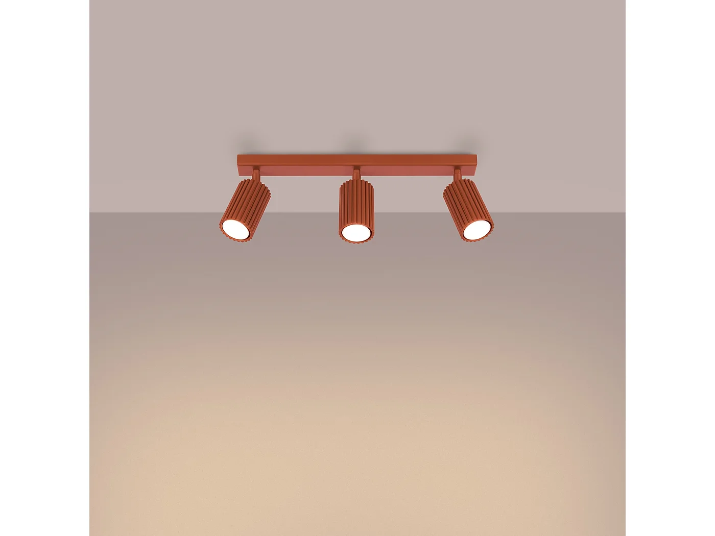 Lampa sufitowa minimalistyczny Gloow, aluminium - 3 źródło światła 3000K - L.45 x H.16.5 cm - ochra czerwona 4752439 - obrazek 1