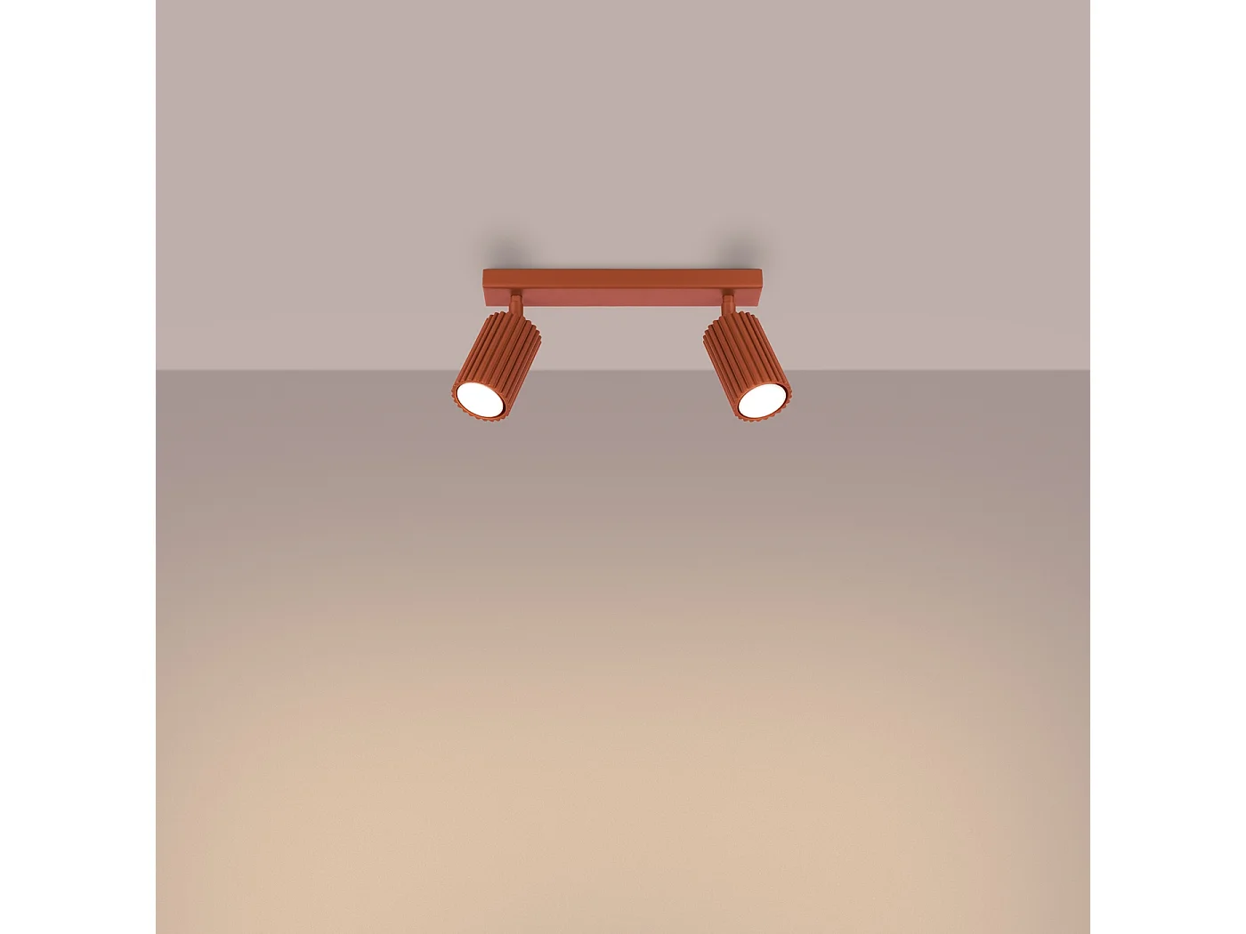 Lampa sufitowa minimalistyczny Gloow, aluminium - 2 źródło światła 3000K - L.30 x H.16.5 cm - ochra czerwona 4752451 - obrazek 1