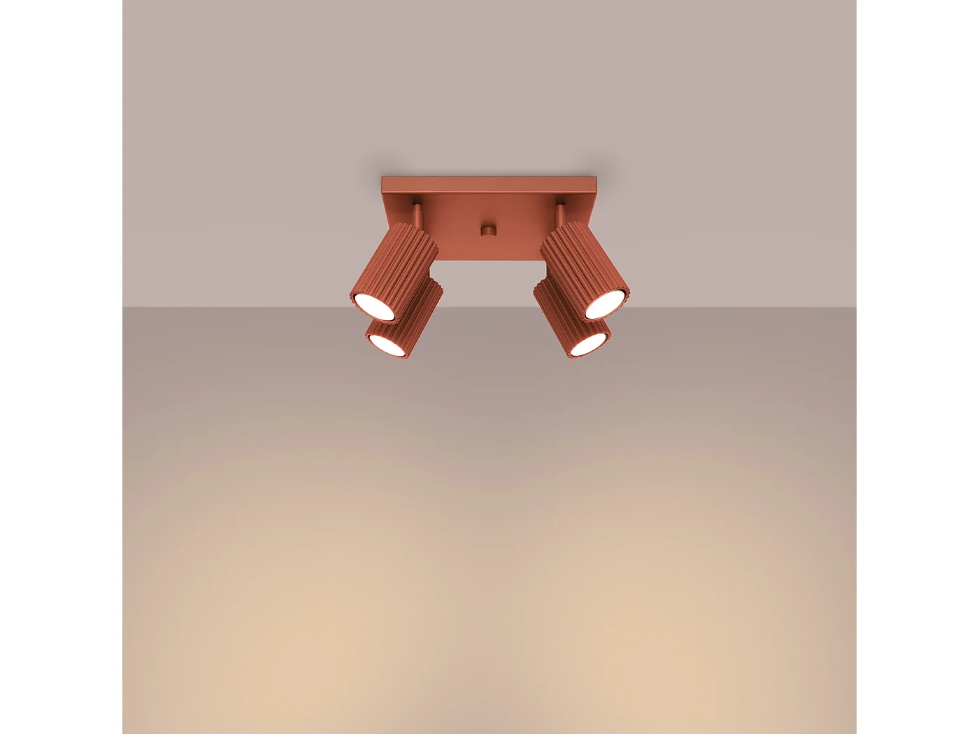Lampa sufitowa minimalistyczny Gloow, aluminium - 4 źródło światła 3000K - L.25 x H.16.5 cm - ochra czerwona 4752491 - obrazek 1