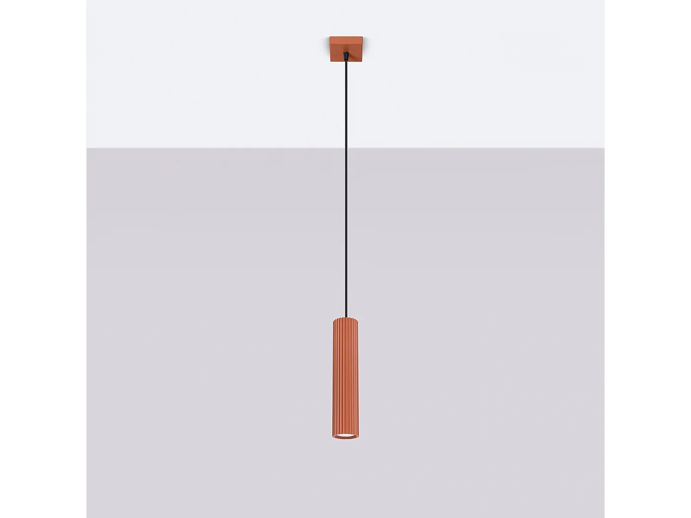 Lampa wisząca minimalistyczny Gloow, aluminium - 1 źródło światła 4000K - L.8 x H.118 cm - ochra czerwona 4752513 - obrazek 1