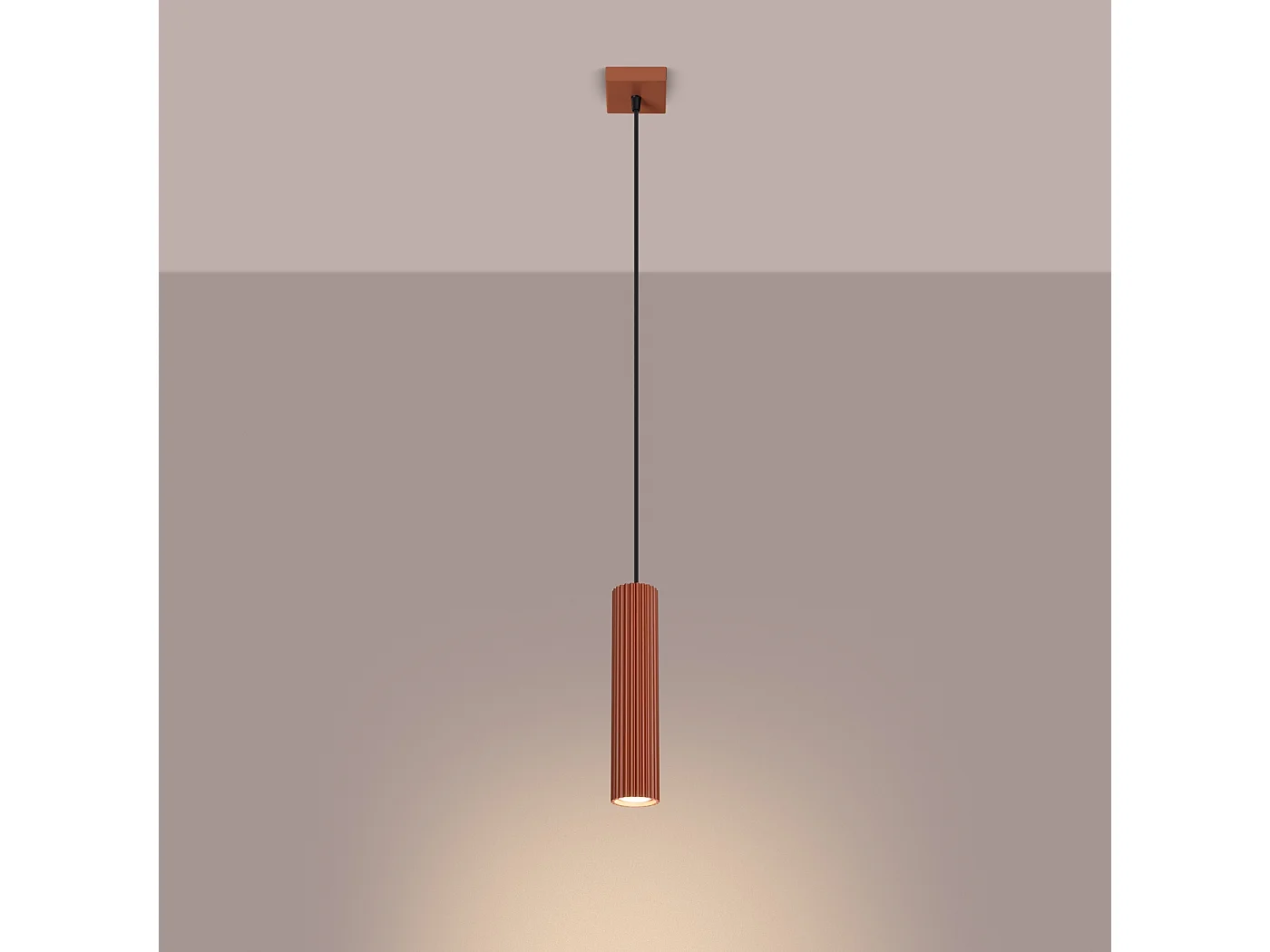 Lampa wisząca minimalistyczny Gloow, aluminium - 1 źródło światła 3000K - L.8 x H.118 cm - ochra czerwona 4752512 - obrazek 1