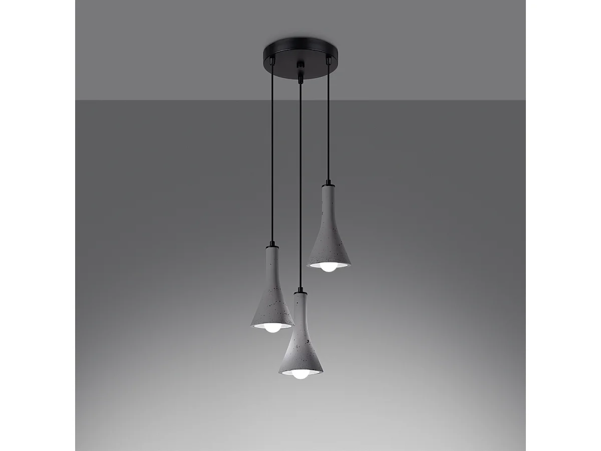 Lampy wiszące nowoczesny Lum, beton - 3 źródło światła 3000K - L.27 x H.115 cm - szary 4752520 - obrazek 1