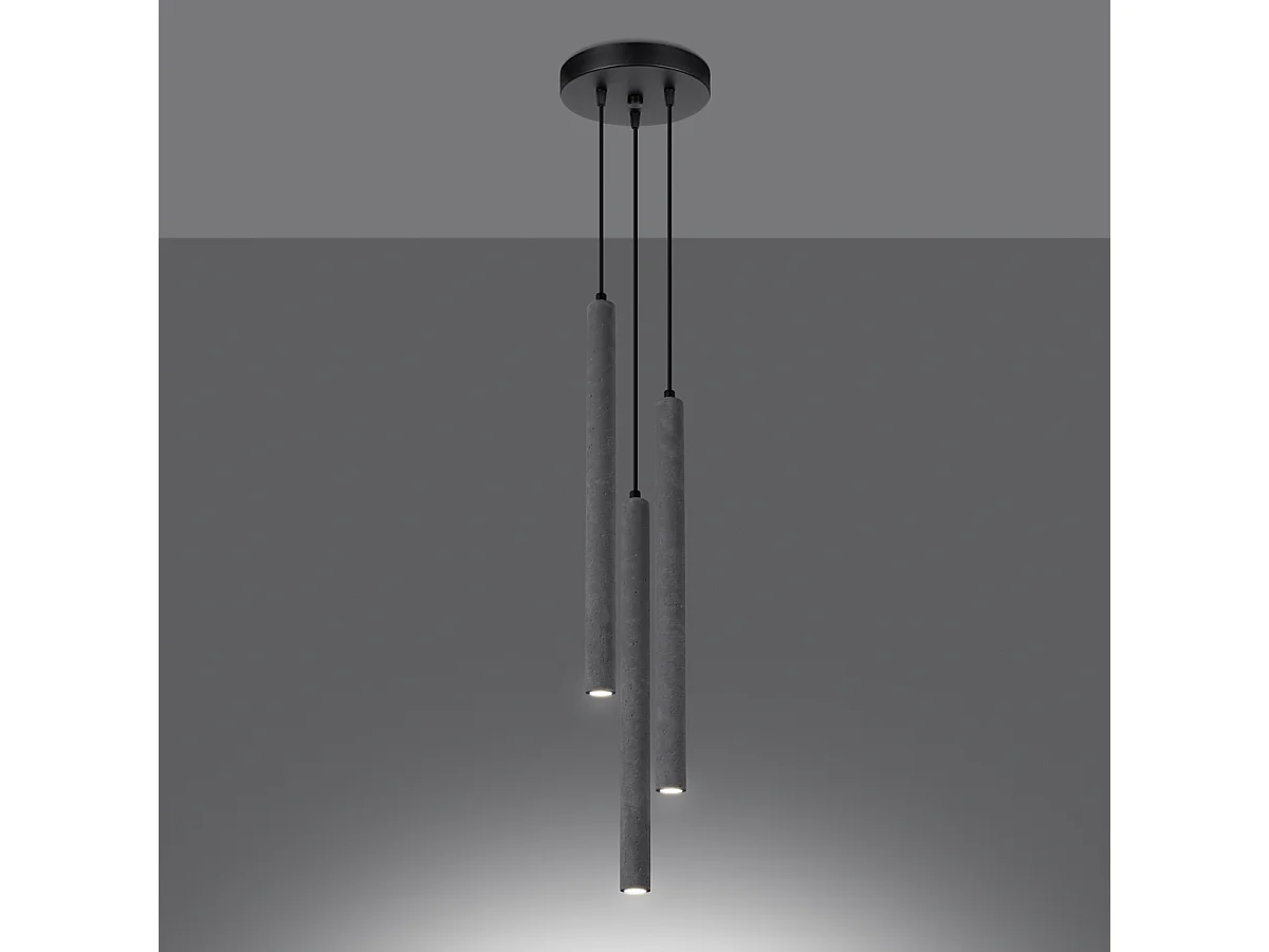 Lampy wiszące nowoczesny Brill, beton - 3 źródło światła 3000K - L.19.5 x H.115 cm - szary 4752514 - obrazek 1