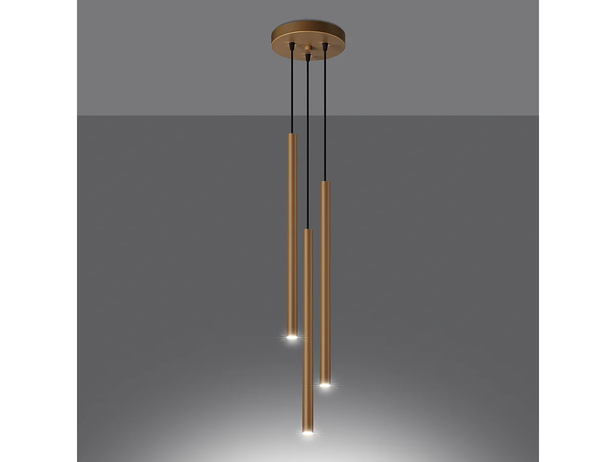 Lampy wiszące nowoczesny Brill, stal - 3 źródło światła 3000K - L.20 x H.115 cm - złoty 4752517 - obrazek 1
