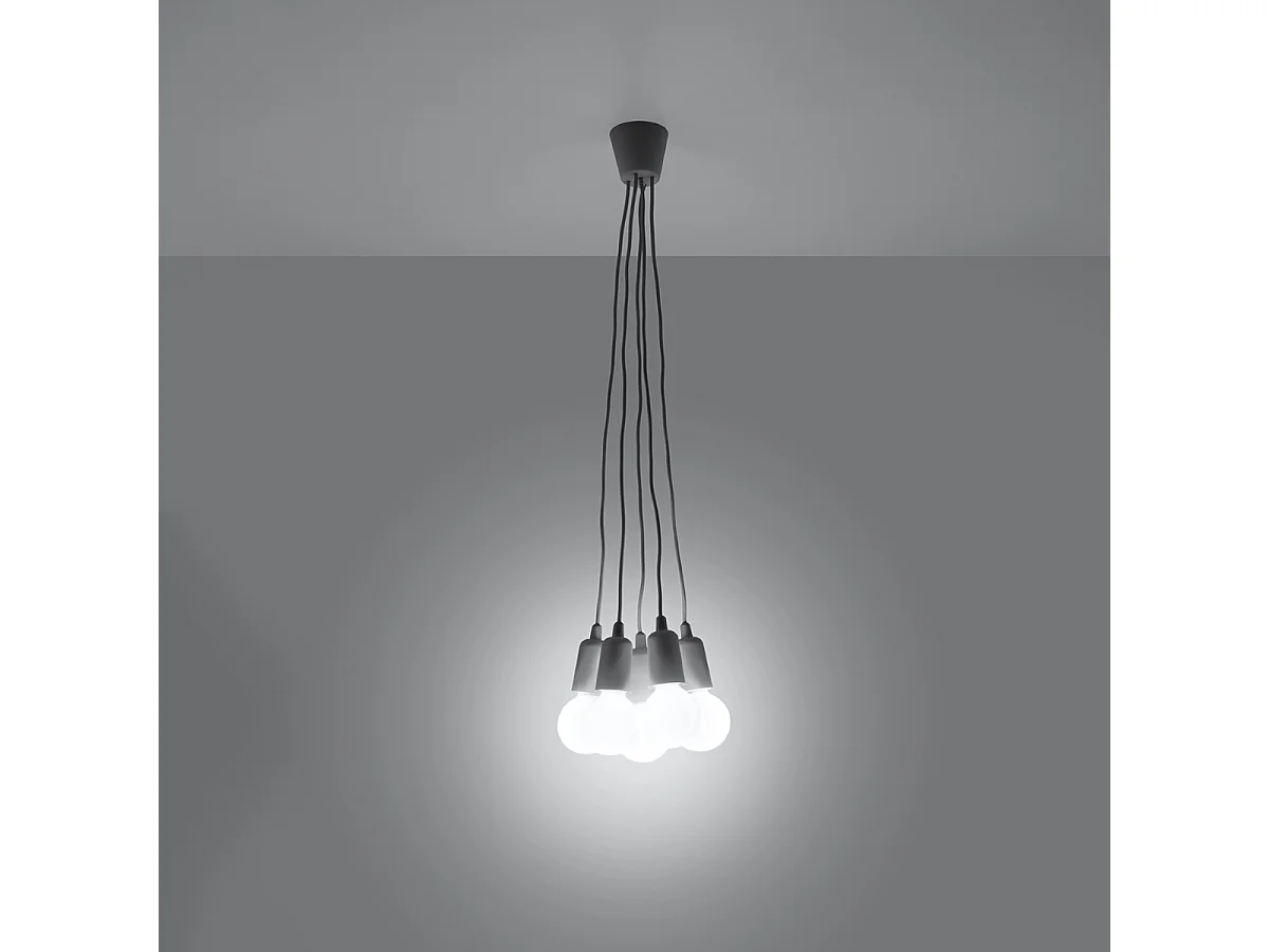 Lampy wiszące nowoczesny Astis, PVC - 5 źródło światła 3000K - L.25 x H.90 cm - szary 4752516 - obrazek 1
