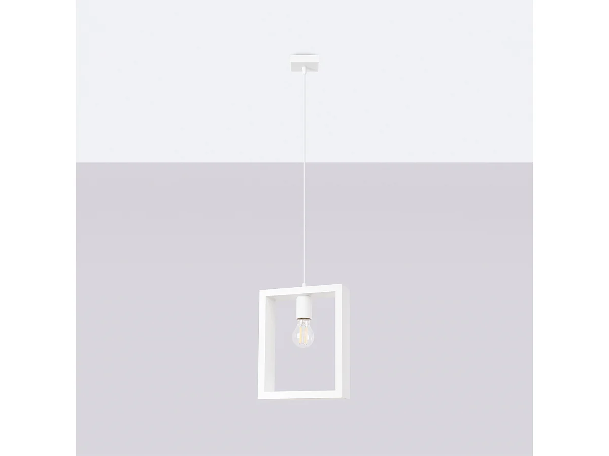 Lampy wiszące skandynawski Zodiara, stal/drewno - 1 źródło światła 4000K - L.24 x H.133 cm - biały 4752526 - obrazek 1