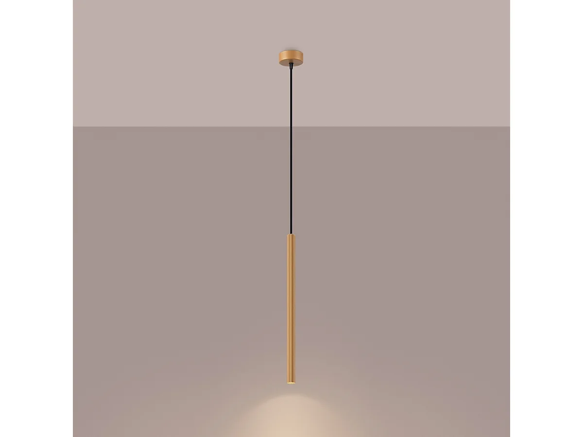 Lampy wiszące nowoczesny Elara, stal - 1 źródło światła 3000K - L.8 x H.120 cm - złoty 4752535 - obrazek 1