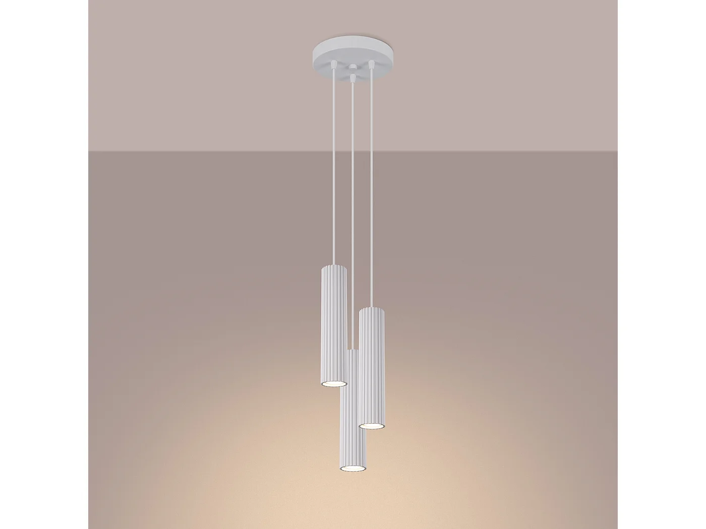 Lampa wisząca minimalistyczny Gloow, aluminium - 3 źródło światła 3000K - L.19.5 x H.108 cm - biały 4752531 - obrazek 1