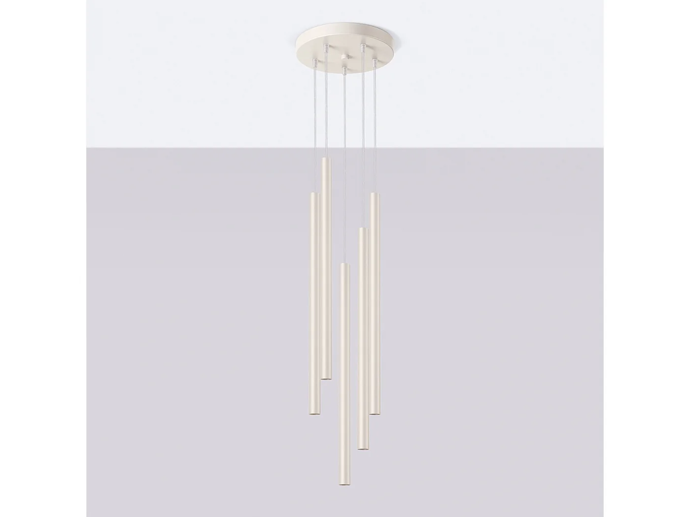 Lampa wisząca nowoczesny Brill, stal - 5 źródło światła 4000K - L.25 x H.104 cm - beżowy 4752541 - obrazek 1