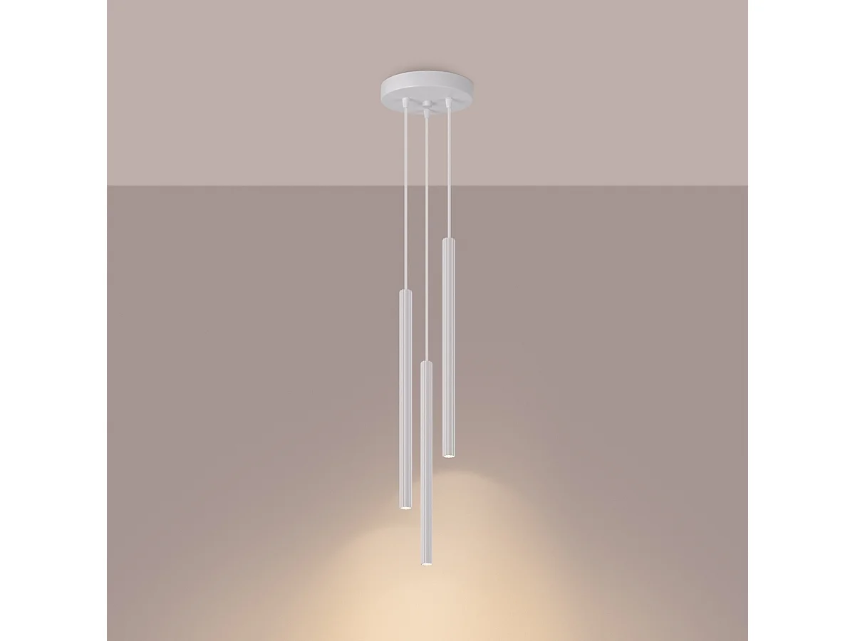 Lampy wiszące nowoczesny Elara, stal - 3 źródło światła 3000K - L.20 x H.120 cm - biały 4752532 - obrazek 1