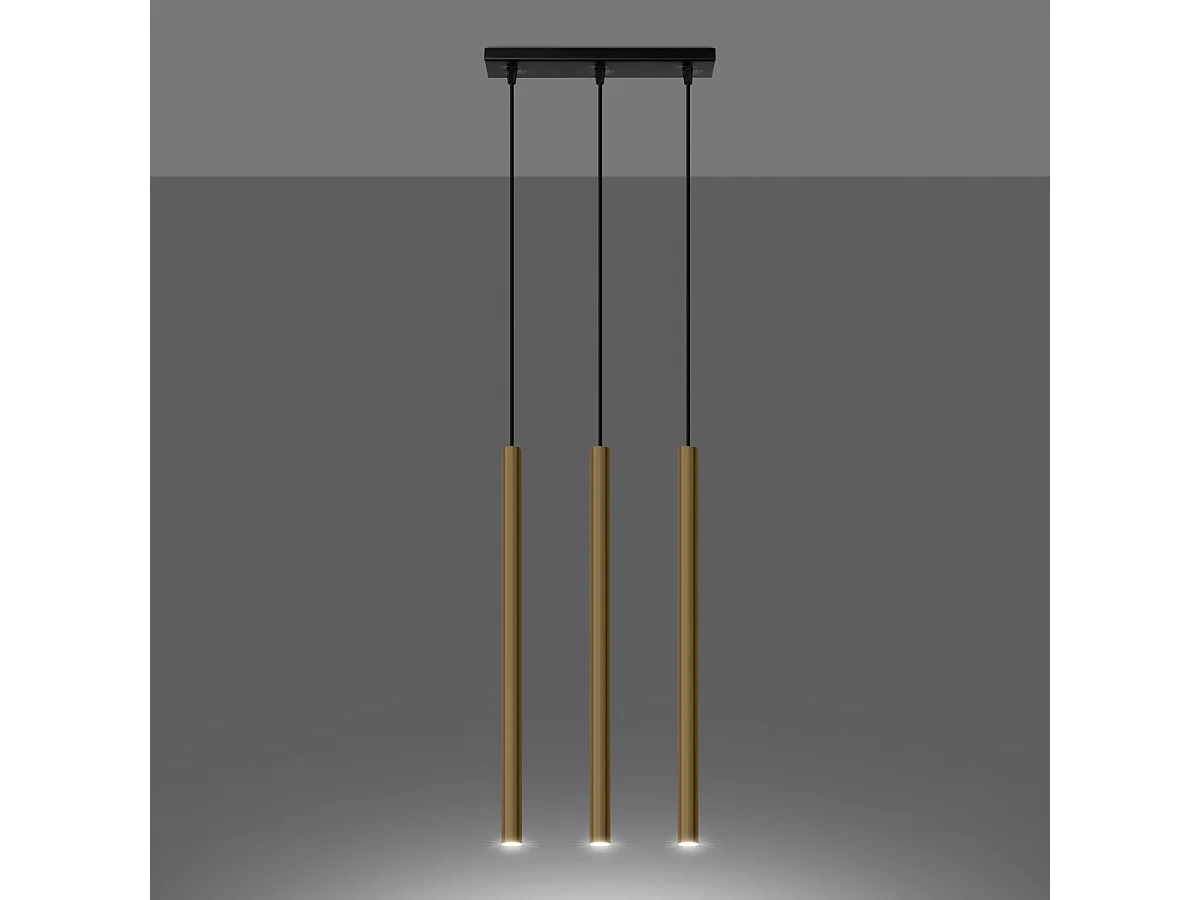 Lampy wiszące nowoczesny Brill, stal - 3 źródło światła 3000K - L.30 x H.90 cm - złoty połysk 4752545 - obrazek 1
