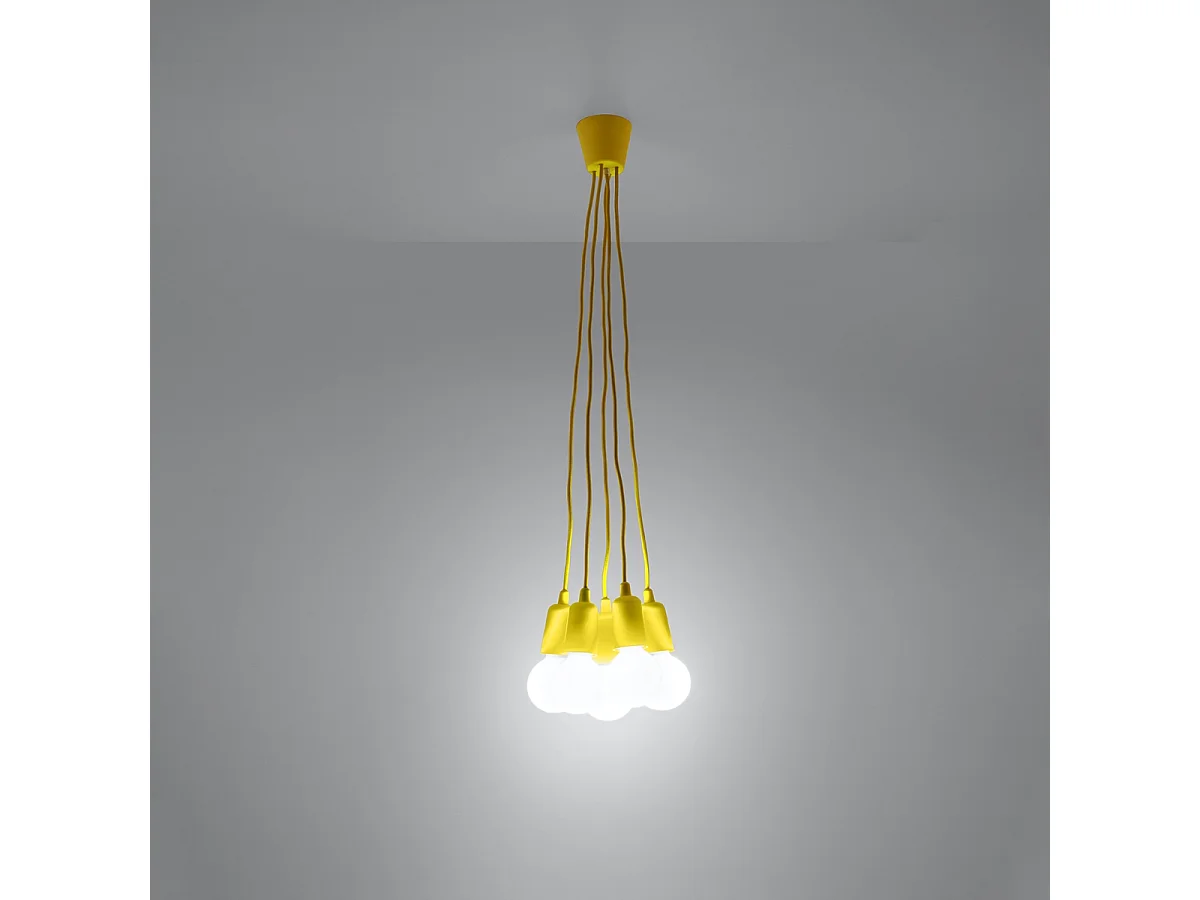Lampy wiszące nowoczesny Astis, PVC - 5 źródło światła 3000K - L.25 x H.90 cm - żółty 4752546 - obrazek 1