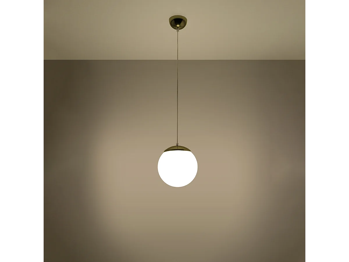 Lampy wiszące minimalistyczny Stera, stal/szkło - 1 źródło światła 3000K - L.20 x H.110 cm - biały/złoty 4752544 - obrazek 1