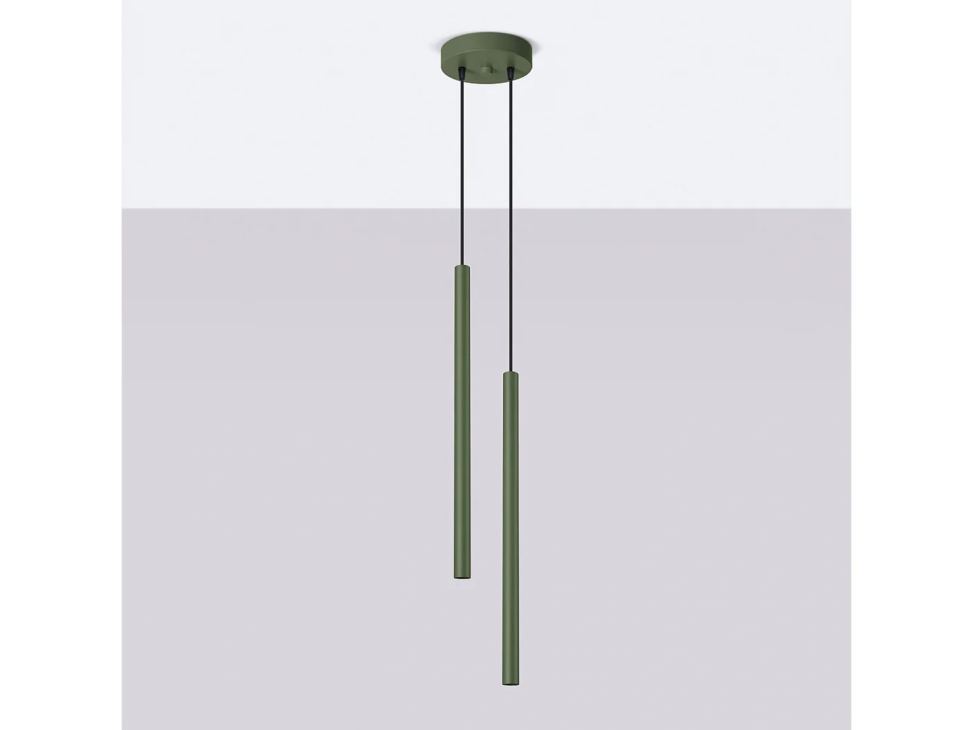 Lampa wisząca nowoczesny Brill, stal - 2 źródło światła 4000K - L.15 x H.104 cm - zielony oliwkowy 4752554 - obrazek 1