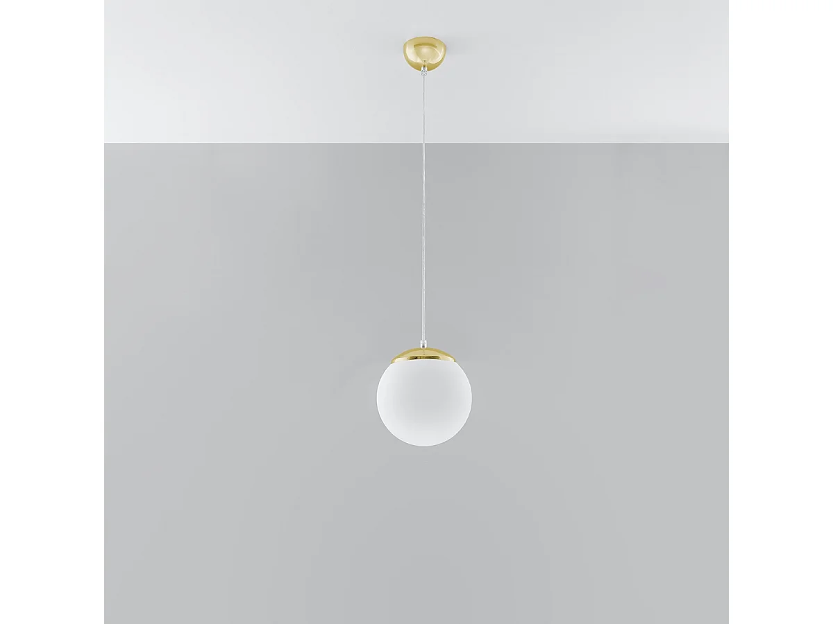 Lampy wiszące minimalistyczny Stera, stal/szkło - 1 źródło światła 4000K - L.20 x H.110 cm - biały/złoty 4752558 - obrazek 1