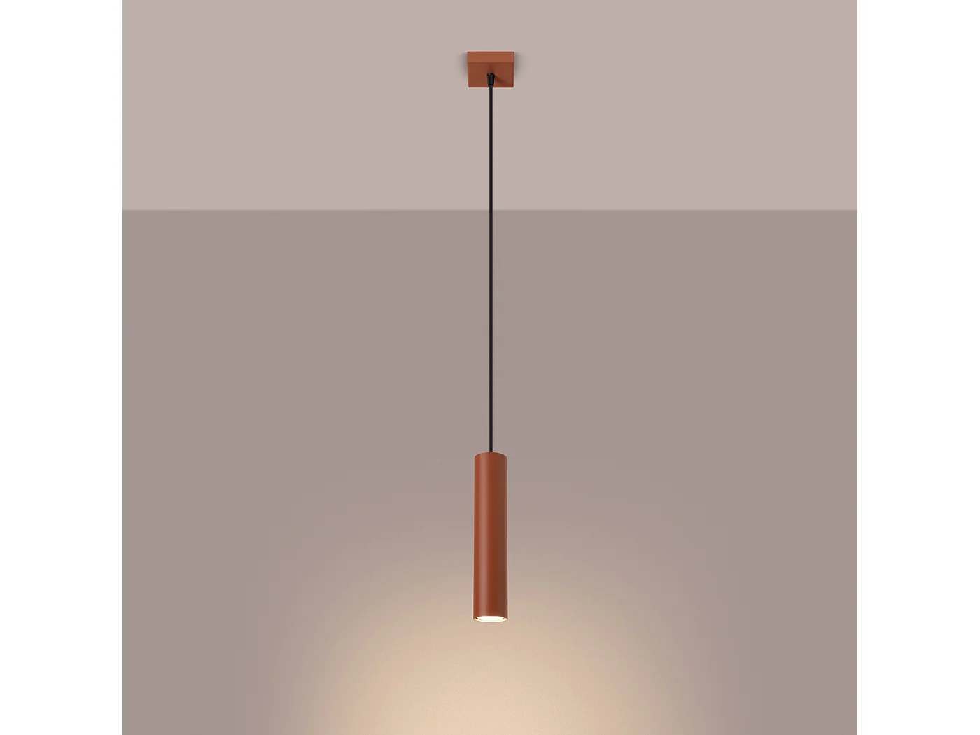 Lampa wisząca loft Toris, stal - 1 źródło światła 3000K - L.8 x H.118 cm - ochra czerwona 4752557 - obrazek 1