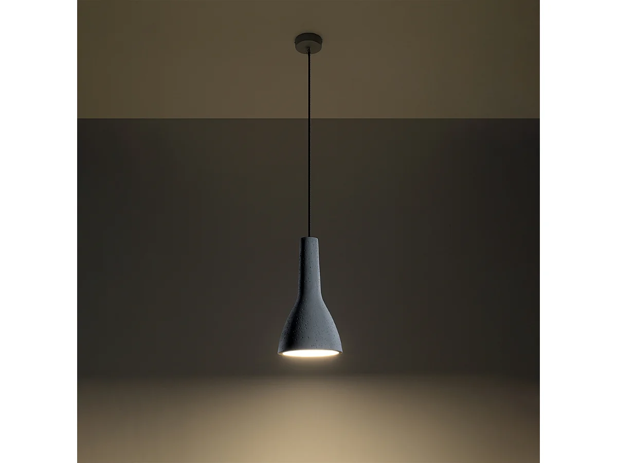 Lampy wiszące industrialny Opilme, beton - 1 źródło światła 3000K - L.17 x H.132 cm - szary 4752563 - obrazek 1