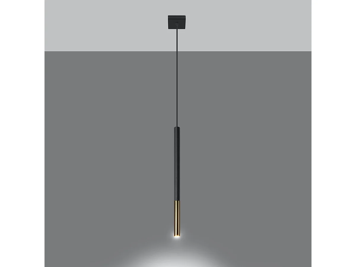 Lampy wiszące nowoczesny Flar, stal - 1 źródło światła 3000K - L.8 x H.100 cm - czarny/złoty 4752574 - obrazek 1