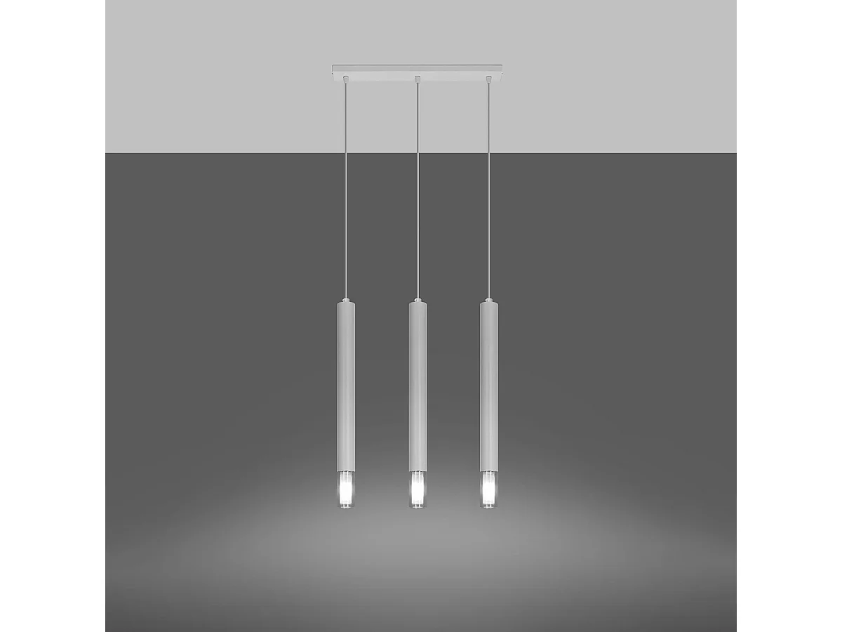 Lampy wiszące nowoczesny Eclim, stal/szkło - 3 źródło światła 3000K - L.45 x H.120 cm - biały 4752572 - obrazek 1