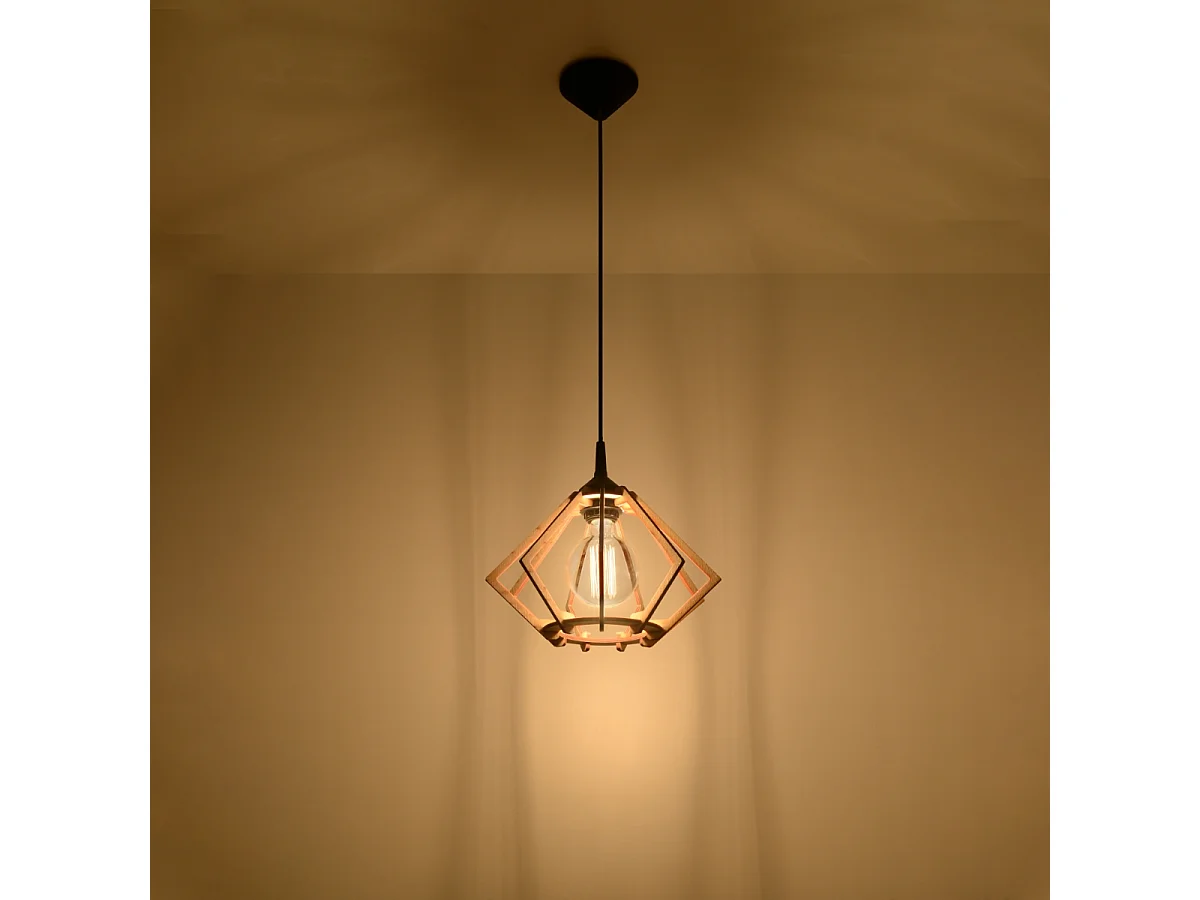 Lampy wiszące skandynawski Citrubloom, drewno - 1 źródło światła 3000K - L.27.5 x H.90 cm - naturalne drewno 4752578 - obrazek 1