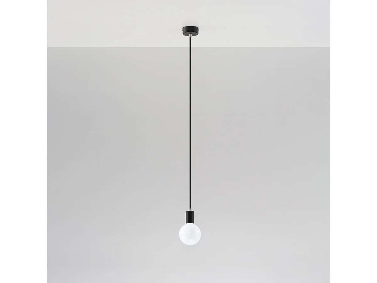 Lampy wiszące nowoczesny Speis, tkanina/stal - 1 źródło światła 4000K - L.8 x H.106 cm - czarny 4752575 - obrazek 1