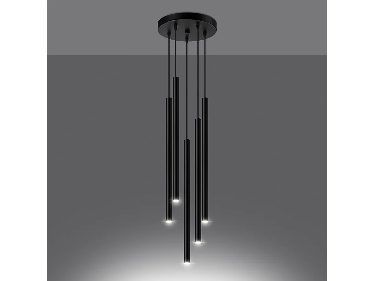 Lampy wiszące nowoczesny Brill, stal - 5 źródło światła 3000K - L.25 x H.110 cm - czarny 4752584 - obrazek 1