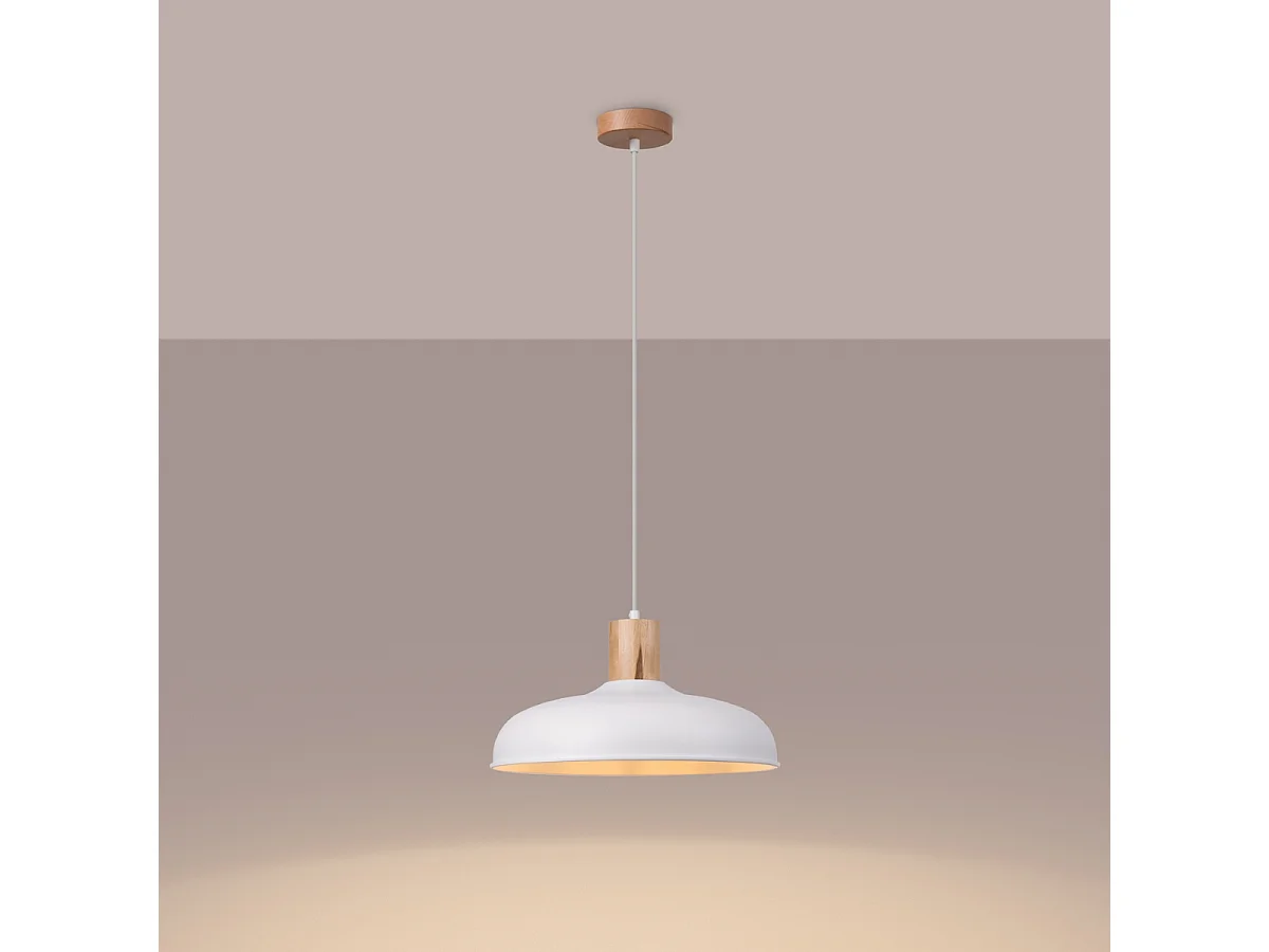 Lampy wiszące skandynawski Velture, stal - 1 źródło światła 3000K - L.38 x H.120 cm - biały 4752588 - obrazek 1