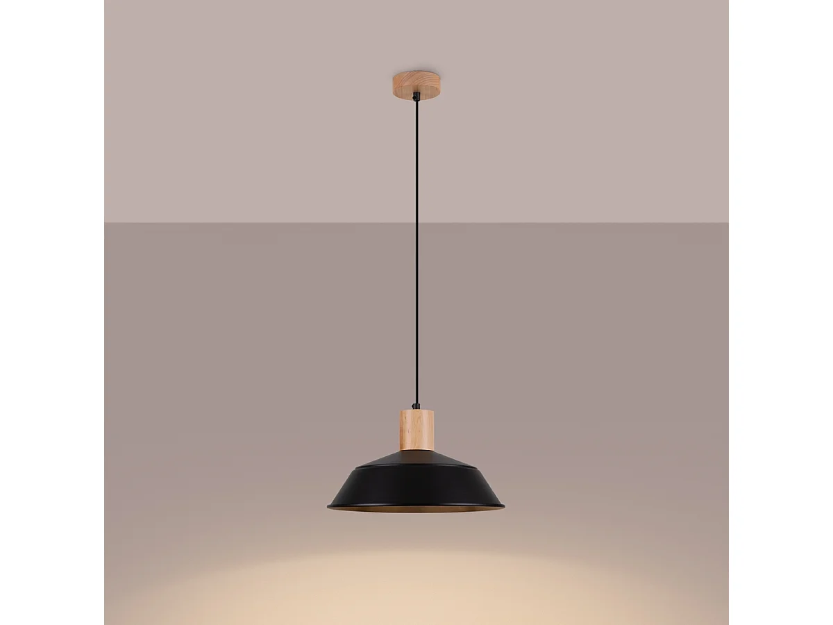 Lampy wiszące skandynawski Fanova, stal - 1 źródło światła 3000K - L.34 x H.120 cm - czarny 4752593 - obrazek 1