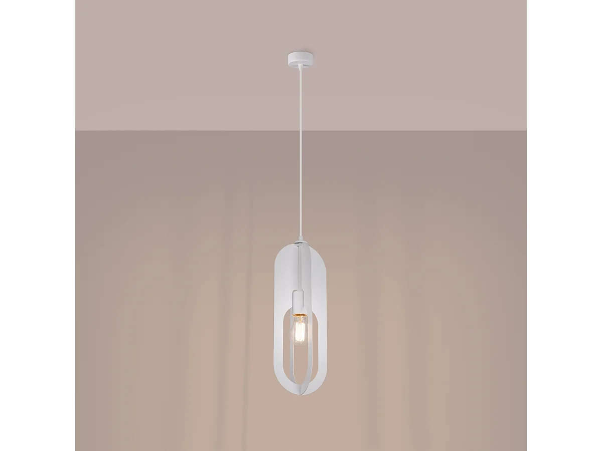 Lampy wiszące nowoczesny Synexus, stal - 1 źródło światła 3000K - L.11 x H.140 cm - biały 4752595 - obrazek 1
