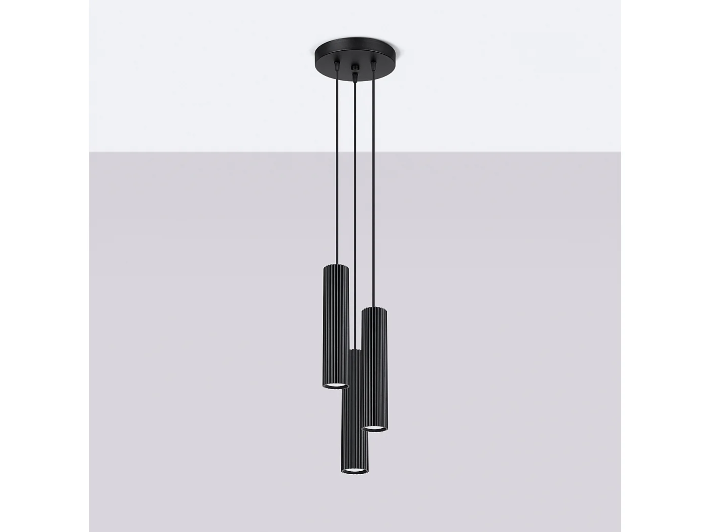 Lampa wisząca minimalistyczny Gloow, aluminium - 3 źródło światła 4000K - L.19.5 x H.108 cm - czarny 4752586 - obrazek 1