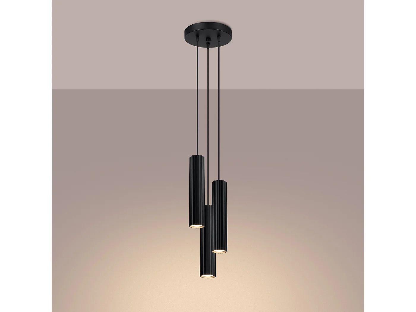 Lampa wisząca minimalistyczny Gloow, aluminium - 3 źródło światła 3000K - L.19.5 x H.108 cm - czarny 4752591 - obrazek 1