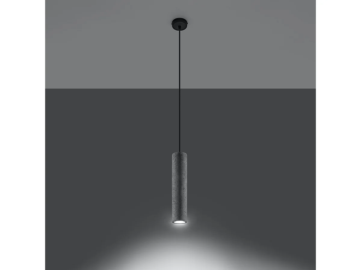 Lampy wiszące industrialny Solvix, beton - 1 źródło światła 3000K - L.8 x H.105 cm - szary 4752602 - obrazek 1