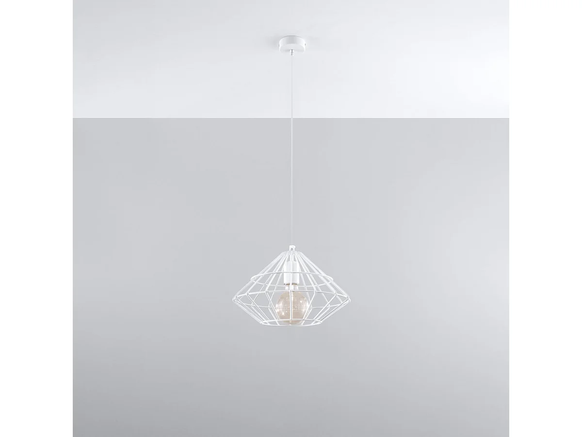 Lampy wiszące industrialny Neoteru, stal - 1 źródło światła 4000K - L.32 x H.120 cm - biały 4752603 - obrazek 1