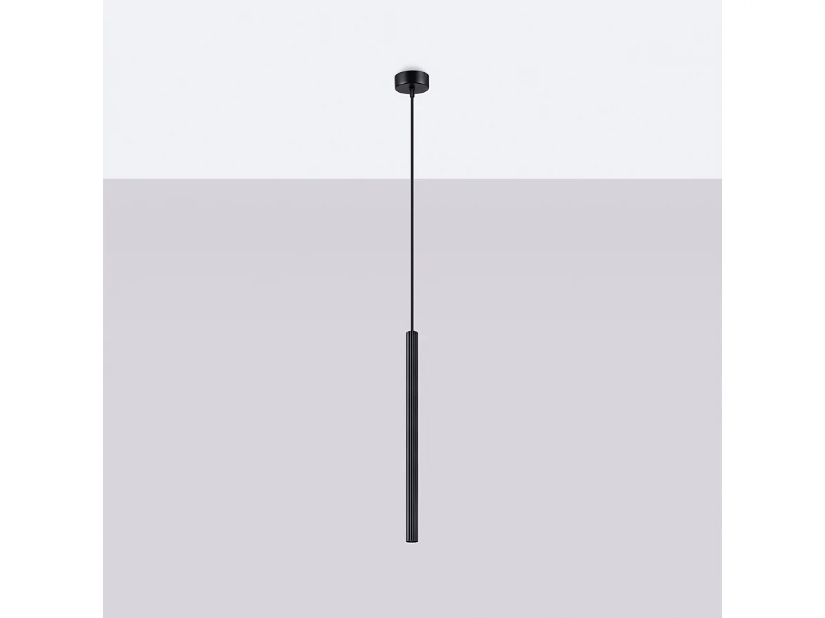 Lampy wiszące nowoczesny Elara, stal - 1 źródło światła 4000K - L.8 x H.120 cm - czarny 4752616 - obrazek 1