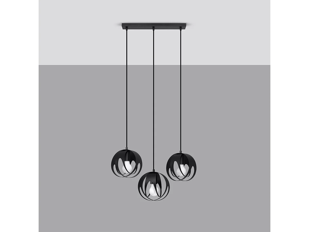 Lampy wiszące nowoczesny Brive, stal – 3 źródło światła 4000K – L.50 x H.117 cm – czarny 4752619