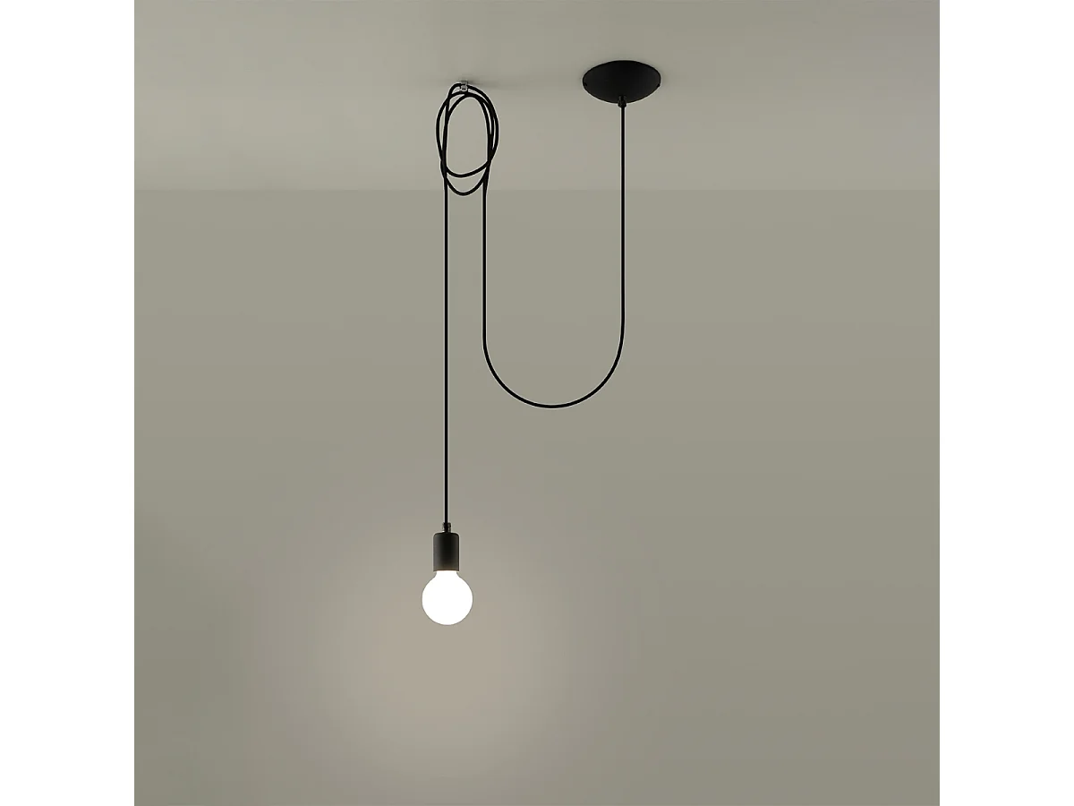 Lampy wiszące loft Speis, tkanina/stal - 1 źródło światła 3000K - L.300 x H.150 cm - czarny 4752624 - obrazek 1