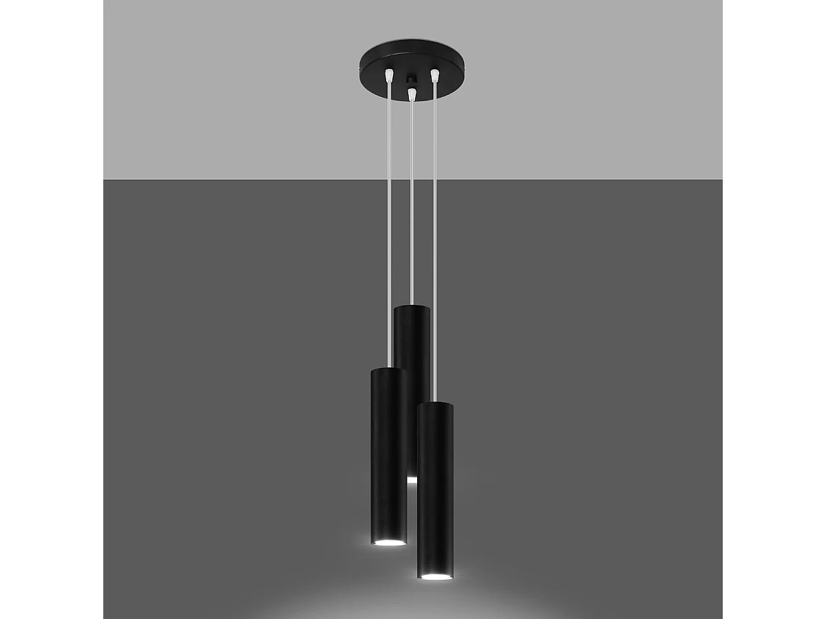 Lampy wiszące nowoczesny Toris, stal – 3 źródło światła 3000K – L.20 x H.110 cm – czarny 4752627