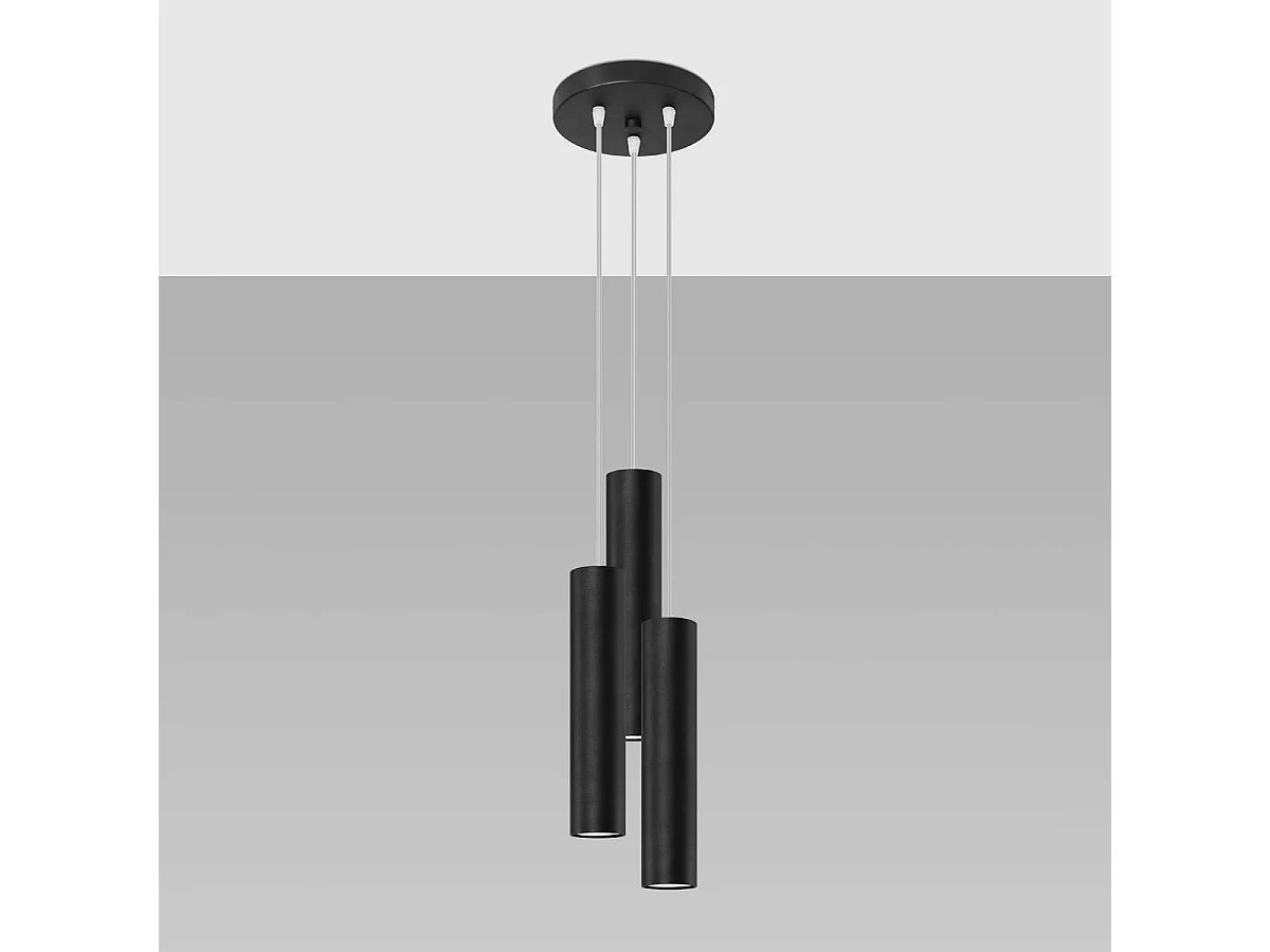Lampy wiszące nowoczesny Toris, stal - 3 źródło światła 4000K - L.20 x H.110 cm - czarny 4752628 - obrazek 1